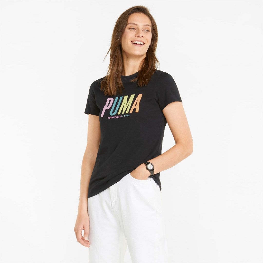 Puma Sportswear by PUMA Graphic Løpe Tskjorte Dame Svarte | 358JHRFYS