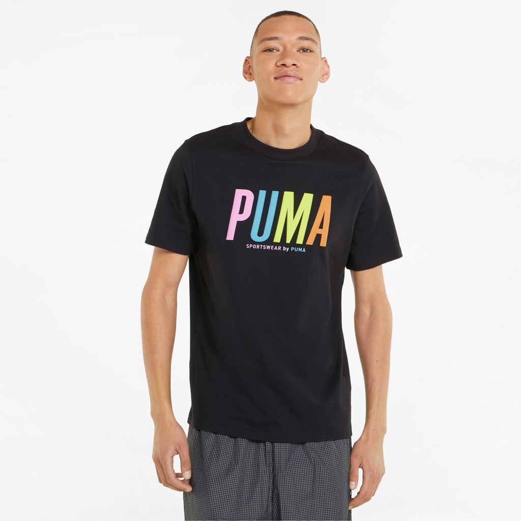 Puma Sportswear by PUMA Graphic Løpe Tskjorte Herre Svarte | 658EUSBXY