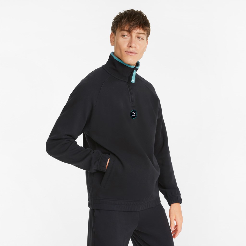 Puma Sportswear by PUMA Half-Zip Jakke Herre Svarte | 425YJQGAK