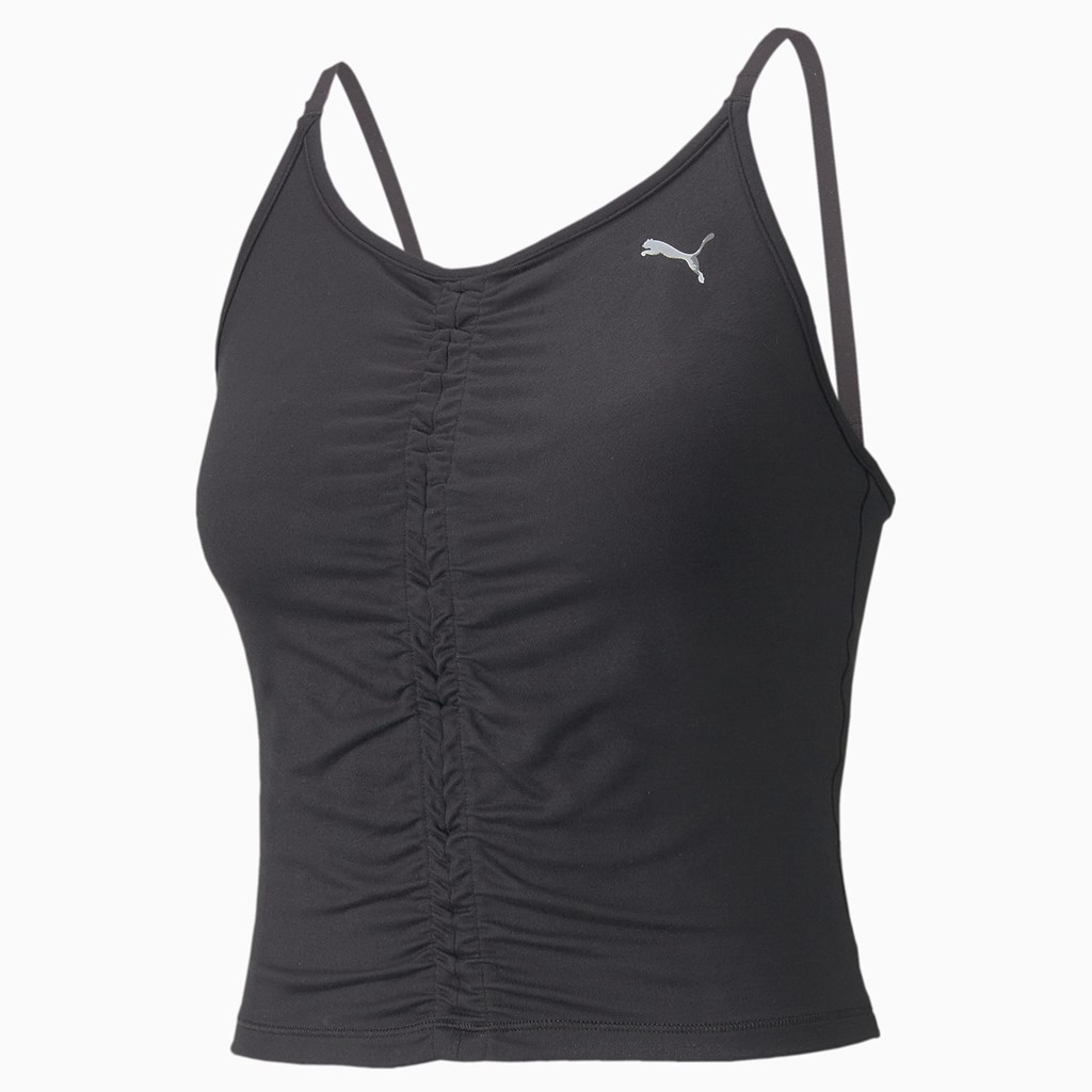 Puma Studio Foundation Ruched Trenings Tank Tops Dame Svarte | RK4179256