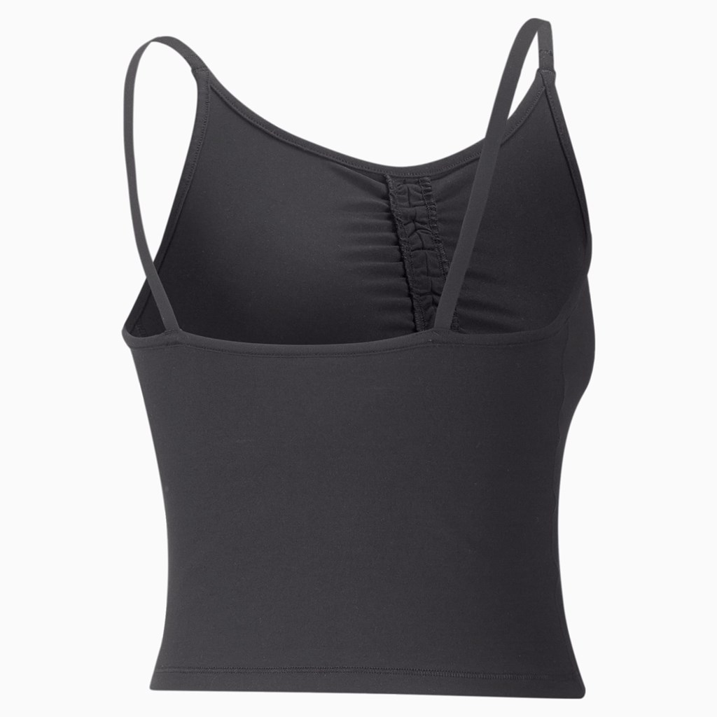 Puma Studio Foundation Ruched Trenings Tank Tops Dame Svarte | RK4179256