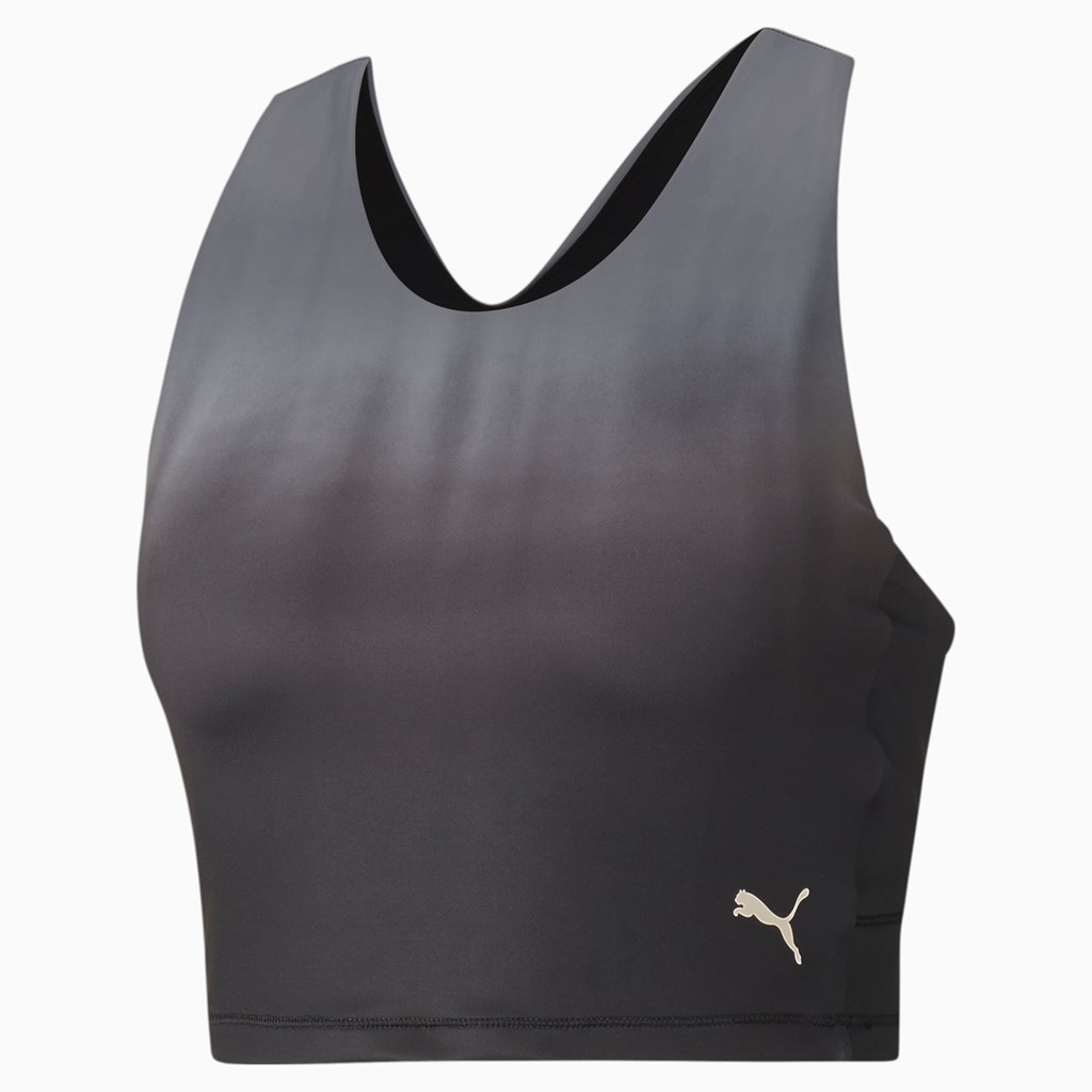 Puma Studio Ombre Racerback Trenings Crop Topper Dame Svarte | OV6180745