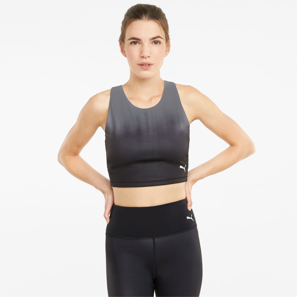 Puma Studio Ombre Racerback Trenings Crop Topper Dame Svarte | OV6180745