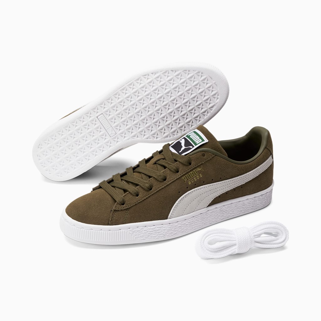 Puma Suede Classic XXI Joggesko Herre Mørke Olivengrønne Hvite Gull | HM0247653