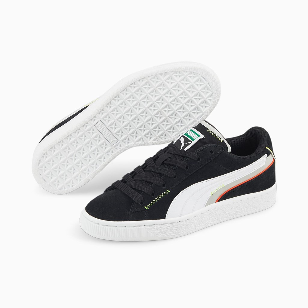 Puma Suede Displaced JR Joggesko Gutt Svarte Hvite | RQ2071539