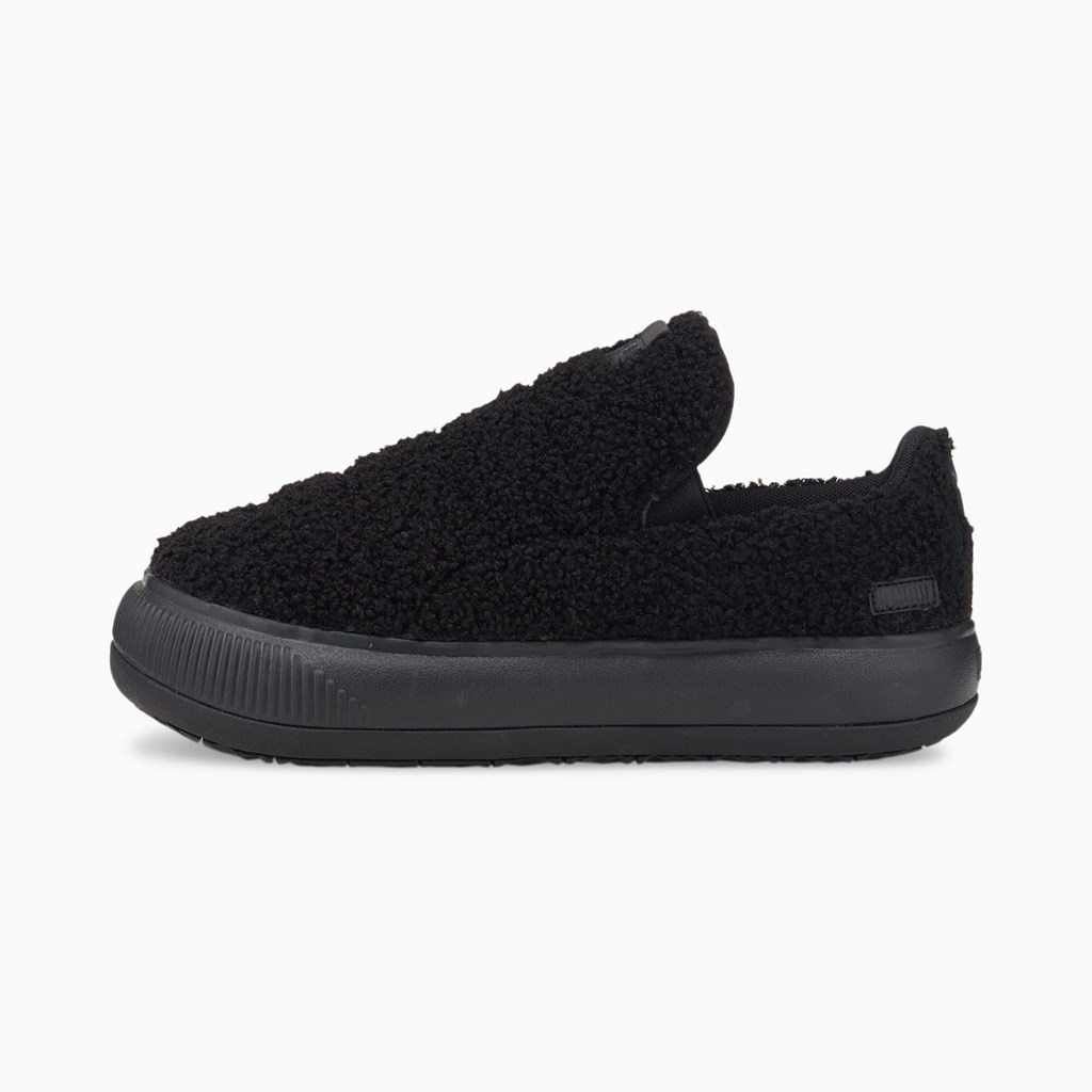 Puma Suede Mayu Slip-On Teddy Joggesko Dame Svarte | RU3576140