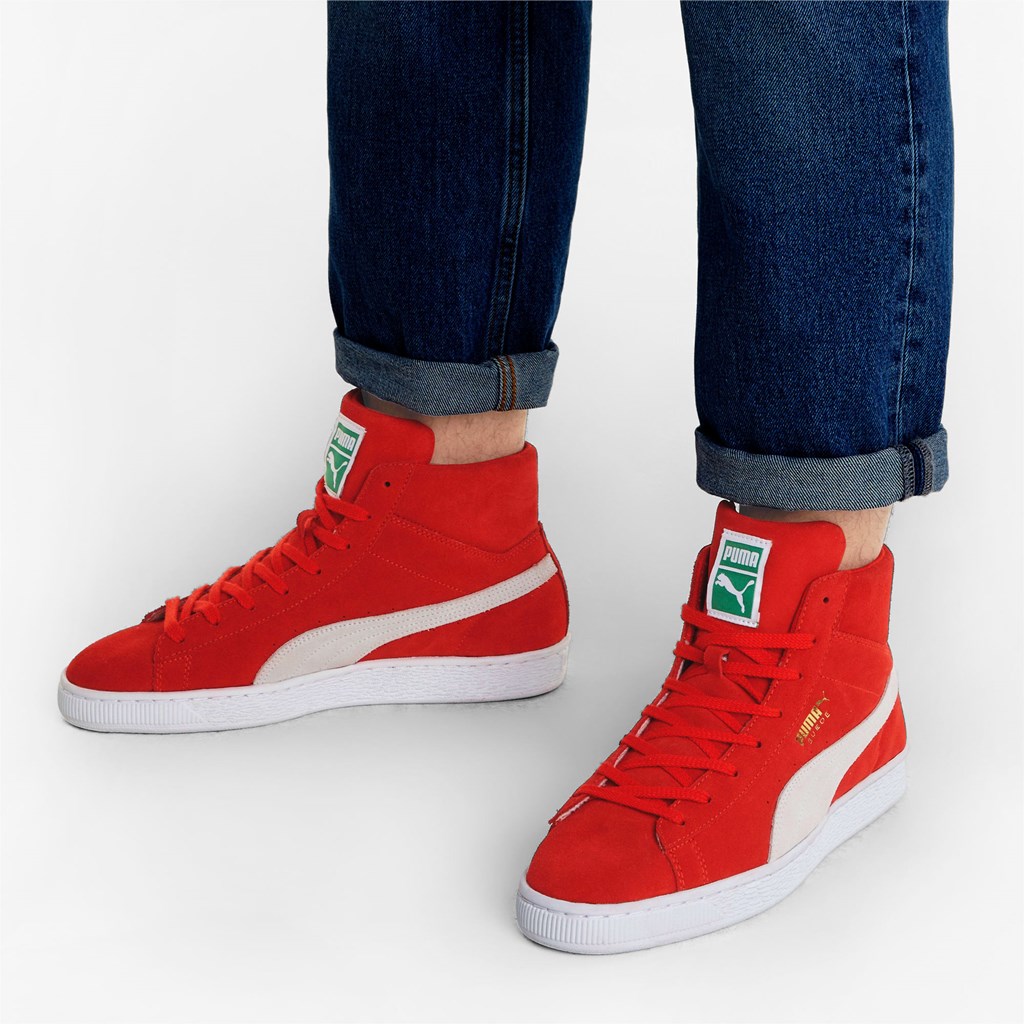 Puma Suede Mid XXI Joggesko Dame Rød Hvite | DB6524310