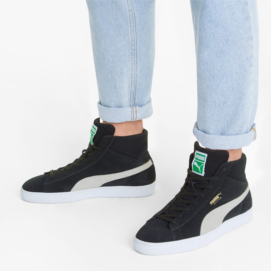 Puma Suede Mid XXI Joggesko Dame Svarte Hvite Grønn | AW8137042