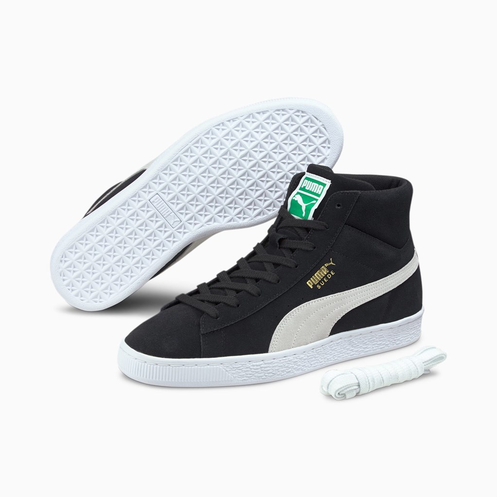 Puma Suede Mid XXI Joggesko Dame Svarte Hvite Grønn | AW8137042