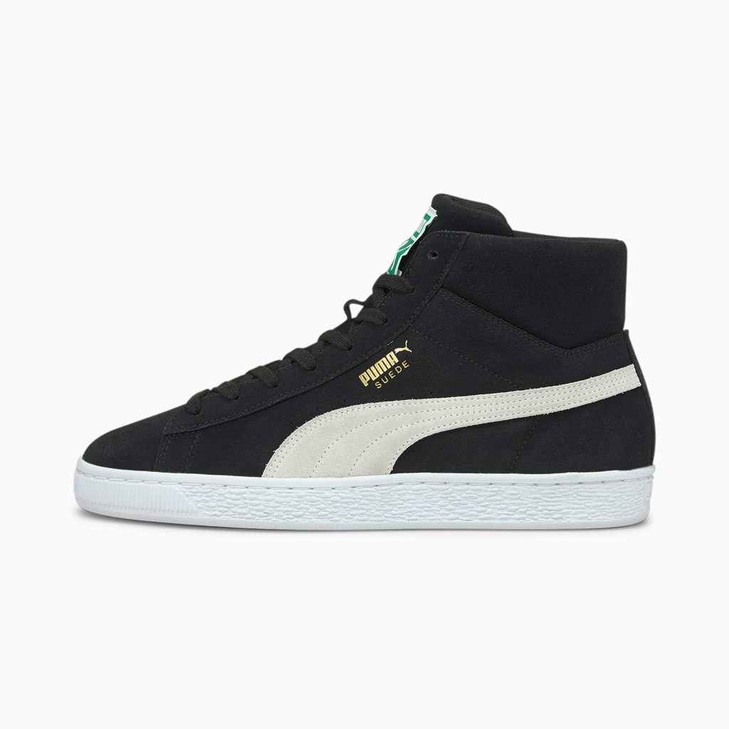 Puma Suede Mid XXI Joggesko Dame Svarte Hvite Grønn | AW8137042