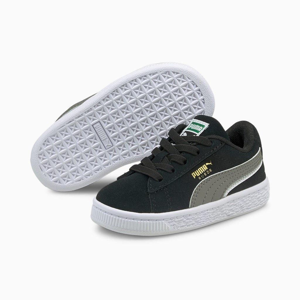 Puma Suede Triplex Toddler Basketsko Jente Svarte Hvite | 063NUZCVF