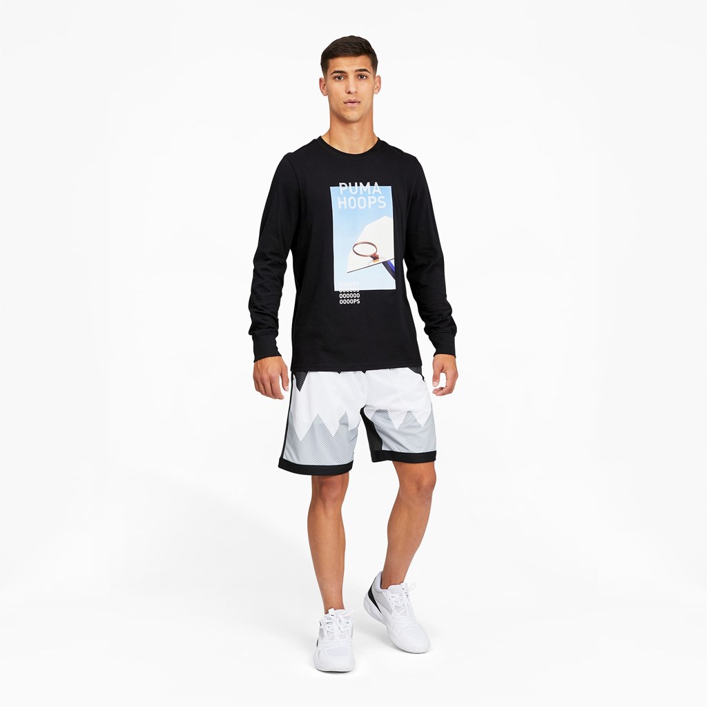 Puma Timeout Long Sleeve Basketball Løpe Tskjorte Herre Svarte | 867OJAUIC