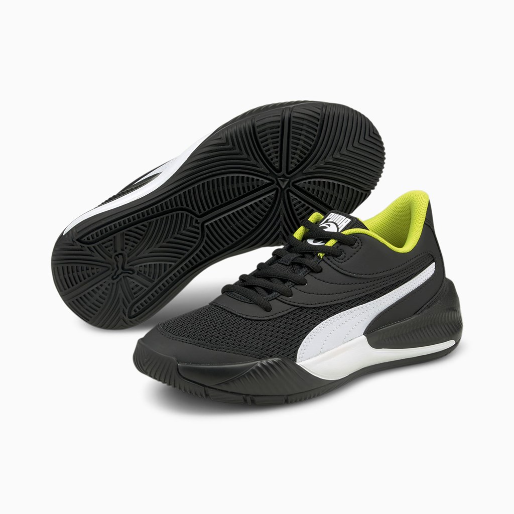 Puma Triple Basketball Jr Basketsko Jente Svarte Hvite | 783SYHJZK