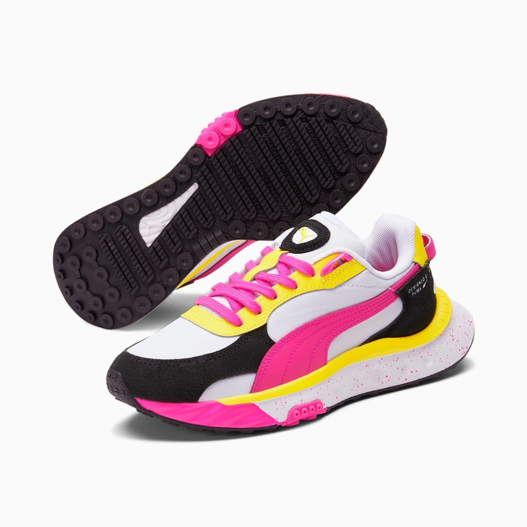 Puma Wild Rider Rollin' JR Joggesko Jente Hvite Rosa Gul | UY6208954