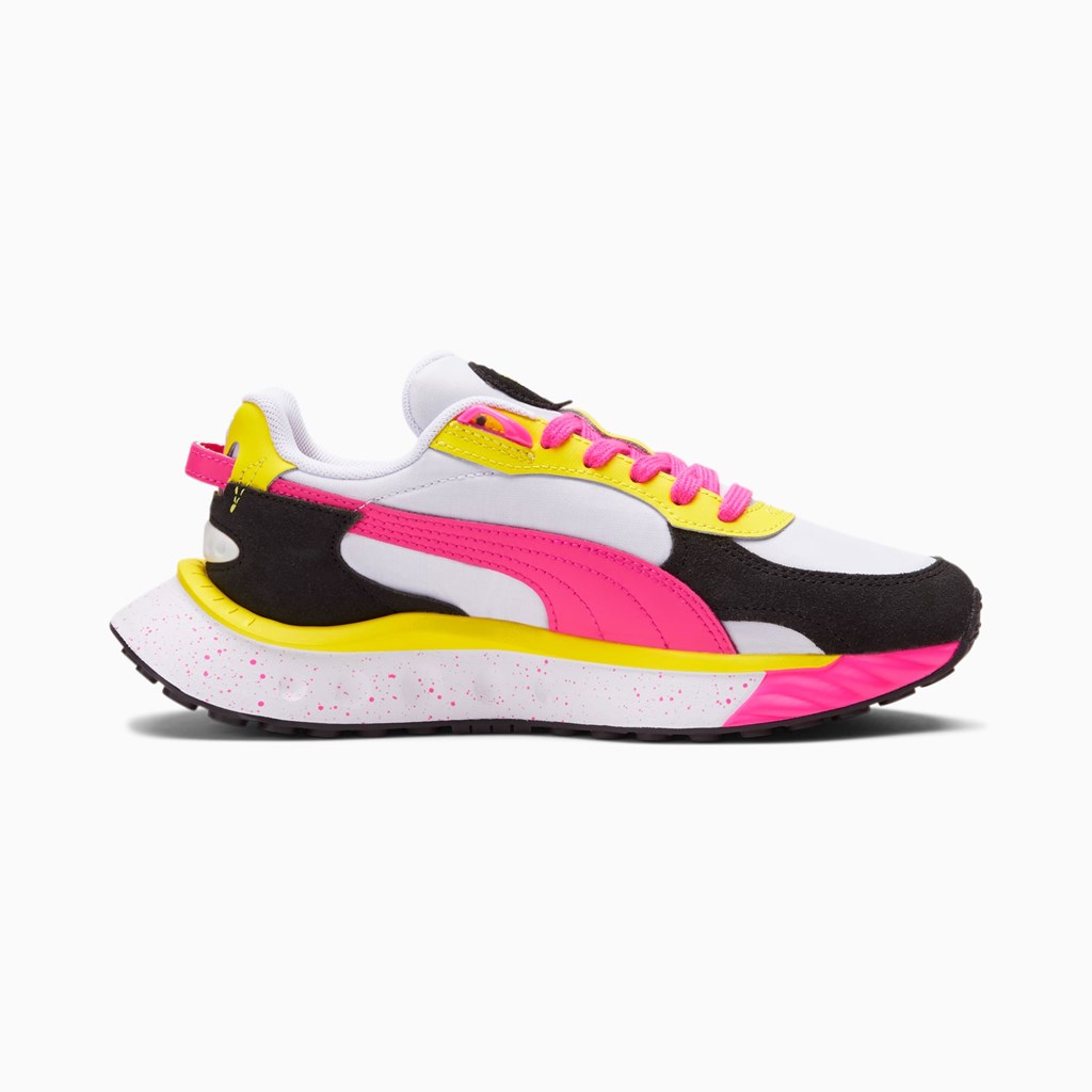 Puma Wild Rider Rollin' JR Joggesko Jente Hvite Rosa Gul | UY6208954