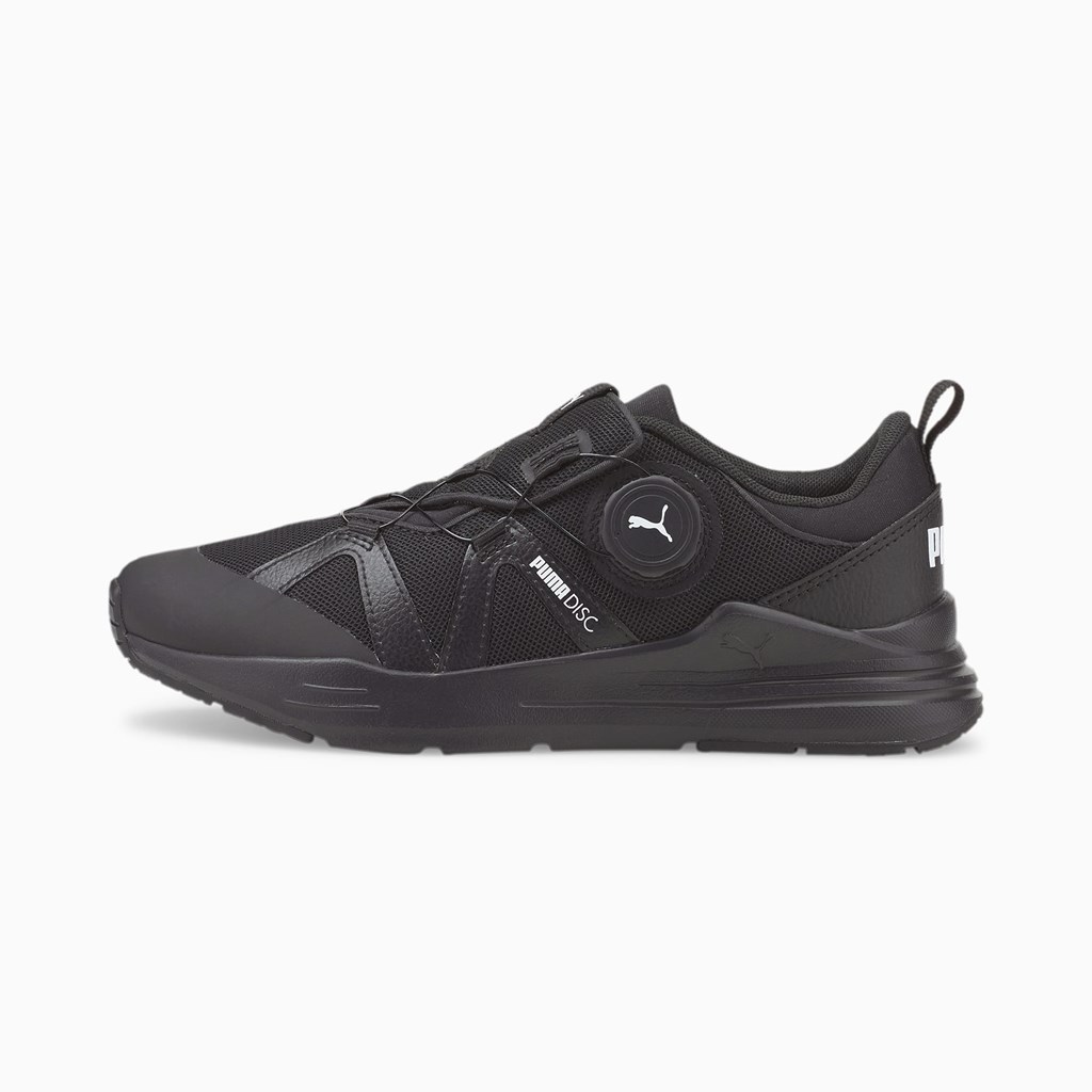 Puma Wired Run Disc JR Joggesko Gutt Svarte Hvite | EK1349278