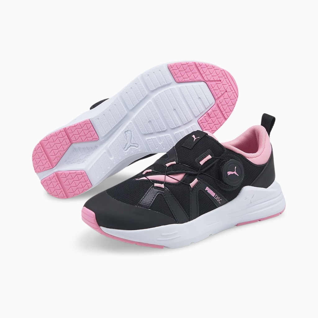 Puma Wired Run Disc JR Joggesko Gutt Svarte Rosa | YW6479018