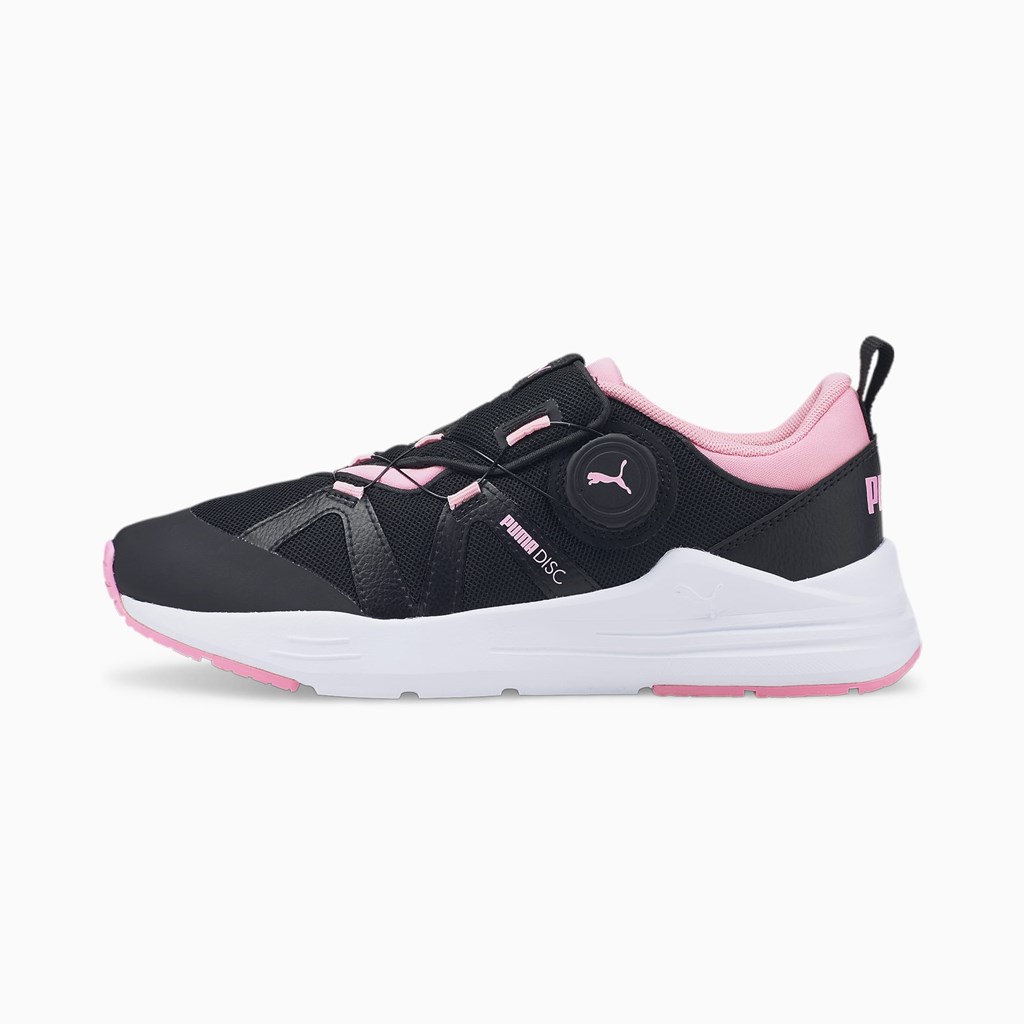 Puma Wired Run Disc JR Joggesko Gutt Svarte Rosa | YW6479018