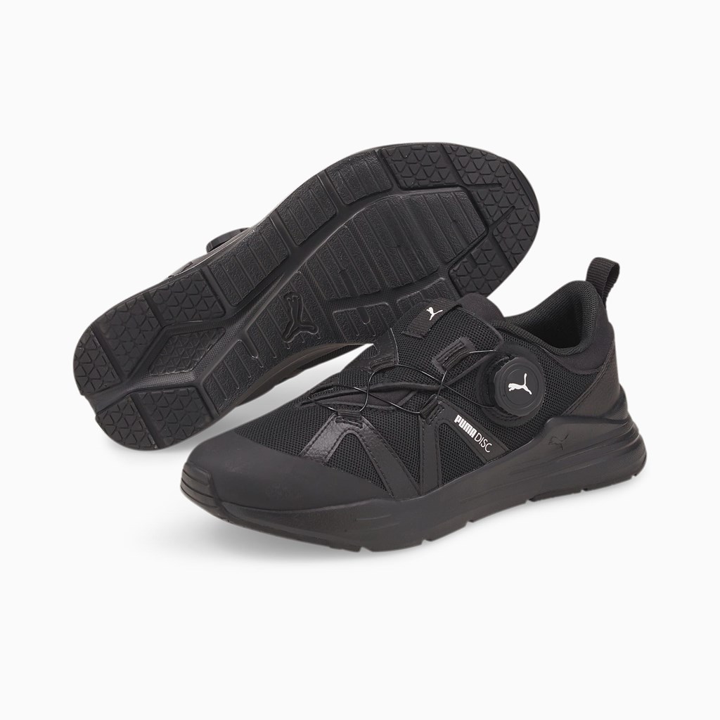 Puma Wired Run Disc JR Joggesko Jente Svarte Hvite | YK0248756