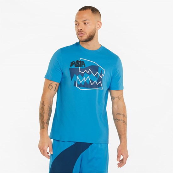 Puma 4th Quarter Basketball Løpe Tskjorte Herre Bleu Azur | 294MYILAD