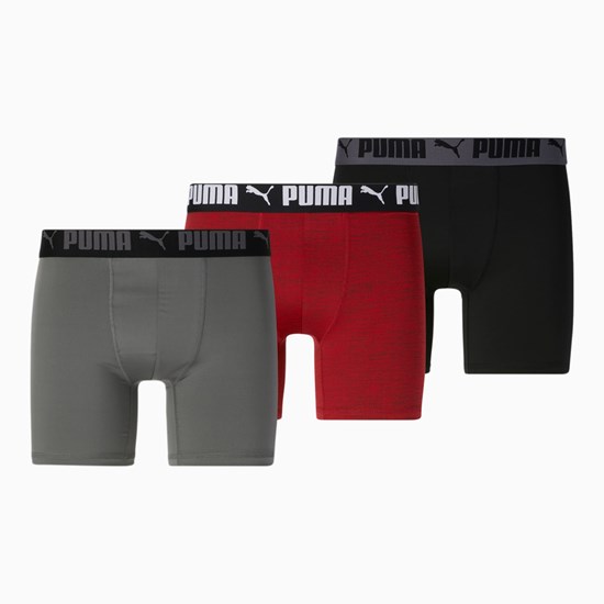 Puma Atletiske Bokser Briefs [3 Pack] Briefs Herre Rød Grå | 341SHZMXB