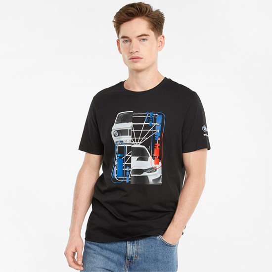 Puma BMW M Motorsport Car Graphic Løpe Tskjorte Herre Svarte | 278WPFDKC