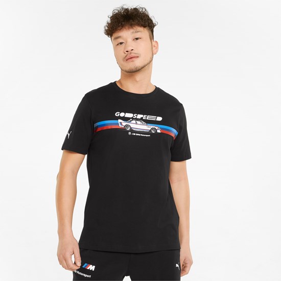 Puma BMW M Motorsport Car Graphic Løpe Tskjorte Herre Svarte | 467HENIWD