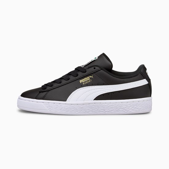 Puma Basket Classic XXI JR Joggesko Jente Svarte Hvite | QG4983170