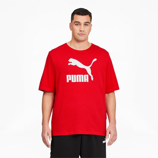 Puma Classics Logo BT Løpe Tskjorte Herre Rød Hvite | 859TCYDHK