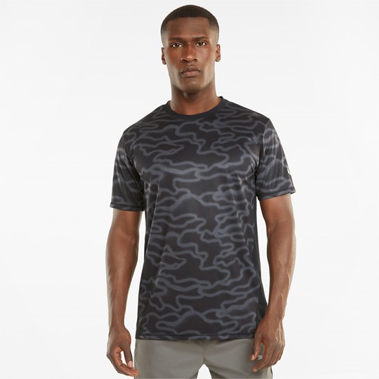 Puma Graphic Kort Sleeve Løpe Tskjorte Herre Svarte | 609ZDSCGO