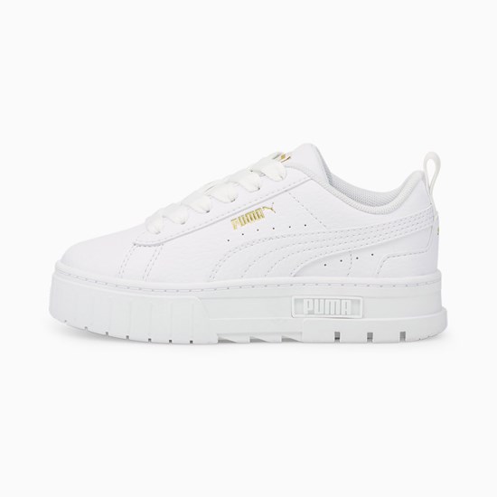 Puma Mayze Lær Little Joggesko Jente Hvite Gull | JX5286703