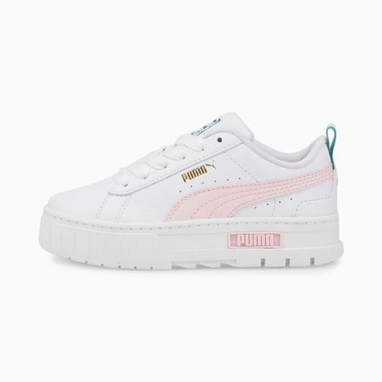 Puma Mayze Lær Little Joggesko Jente Hvite Rosa | KT3275916