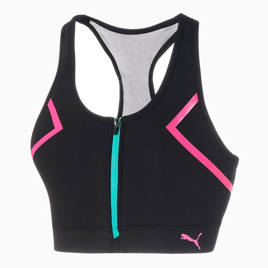 Puma PUMA x BARBELLS FOR BOOBS Zip Front Trenings Sports Bh Dame Svarte | PM1360945