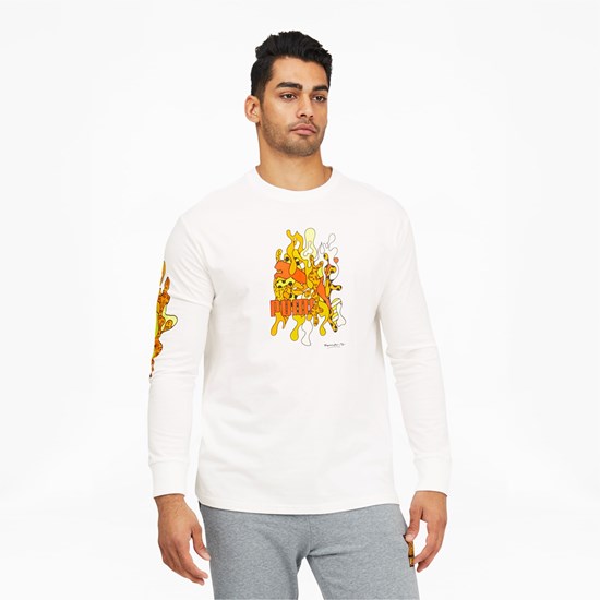 Puma PUMA x BRITTO Long Sleeve Løpe Tskjorte Herre Hvite | 629OUXRBV