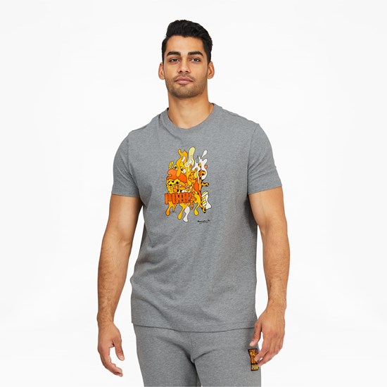 Puma PUMA x BRITTO Tee Løpe Tskjorte Herre Medium Gray Heather | 237UCRBOM