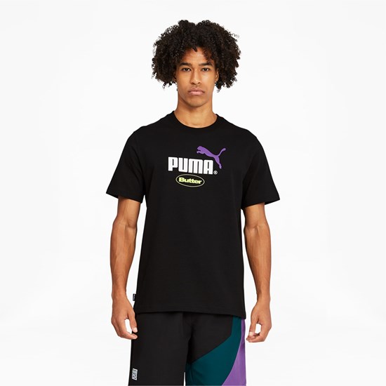 Puma PUMA x BUTTER GOODS Graphic Løpe Tskjorte Herre Svarte Grønn | 053RKTESJ