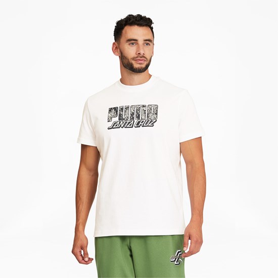 Puma PUMA x SANTA CRUZ Tee Løpe Tskjorte Herre Hvite | 065BKORXG