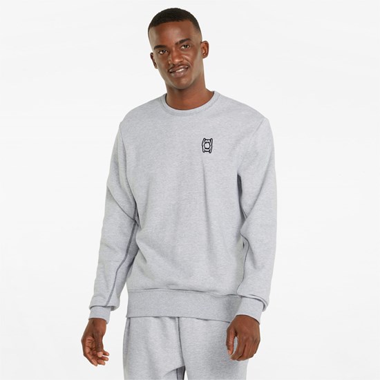 Puma Pivot Crew EMB Basketball Sweatshirt Herre Lyse | 783MNEIAC