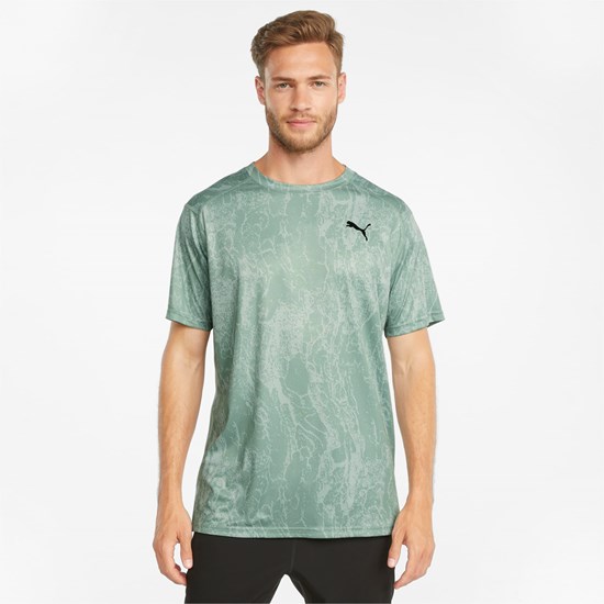 Puma Printed Kort Sleeve Trenings Løpe Tskjorte Herre Jadeite / AOP | 647JNKTPG