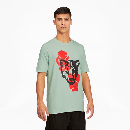 Puma Qualifier Basketball Kort Sleeve Løpe Tskjorte Herre Grønn | 470XHFWCZ