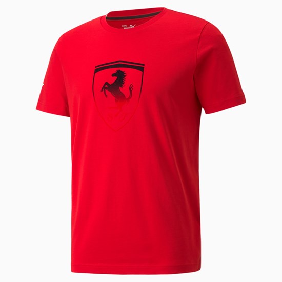 Puma Scuderia Ferrari Race Big Shield Løpe Tskjorte Herre Rosso Corsa | 582XROEIU