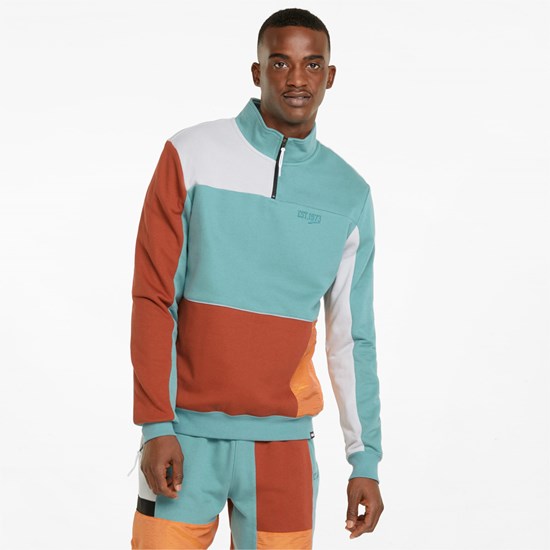 Puma Signature Basketball Sweatshirt Herre Blå | 091RMUQAD